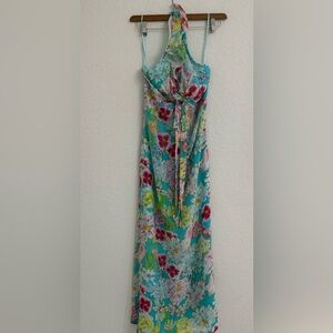 Kay Unger New York Floral Multicolor Halter Maxi Dress – Size 4.